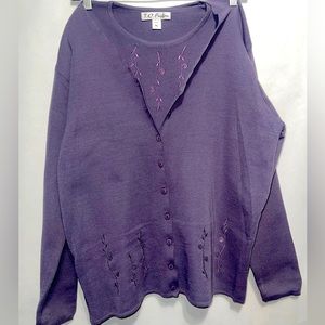 Two piece set tank top with button up long sleeve Purple